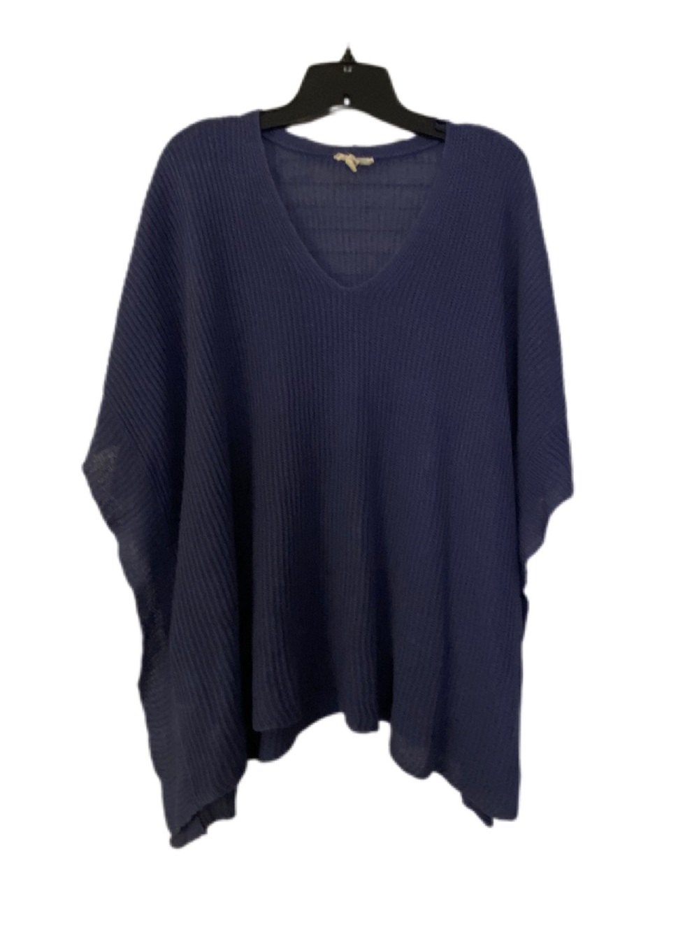 Eileen Fisher Navy Ribbed V-Neck Poncho Sweater Size OS